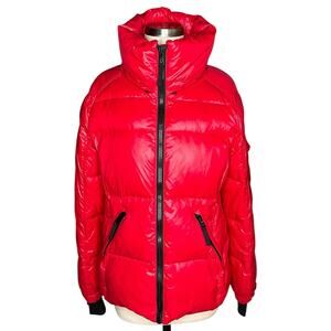 S13/NYC S 13 NYC Vibrant Bold Red Thick Down Puffer Jacket Women's Size XL FLAWS